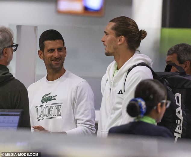 According to the report, 'Joker' had an illness similar to that of Alexander Zverev (pictured shows both players leaving Melbourne after the Open)