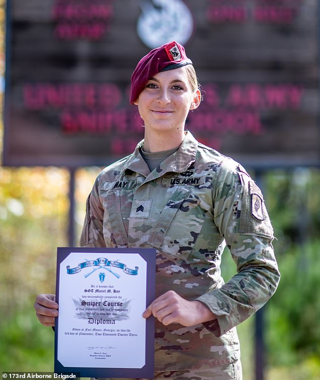 Sergeant Hay is the first female sniper ever on active duty