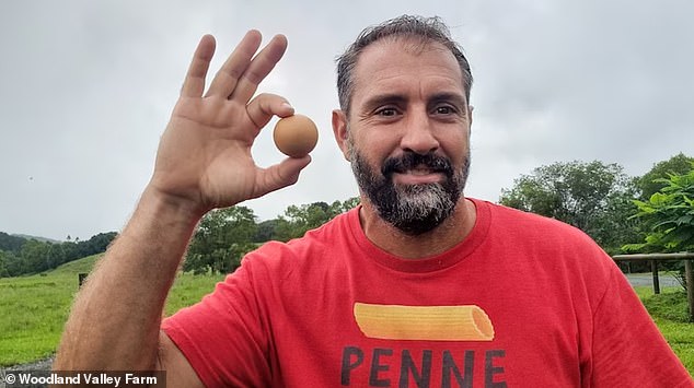 Fabian Fabbro (pictured) was recently collecting eggs at his Woodland Valley Farm on the NSW north coast when he made the discovery