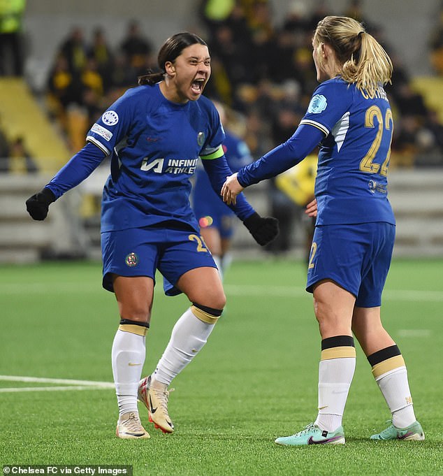 Matildas captain Sam Kerr (pictured left) has broken her silence after tearing her anterior cruciate ligament during a training camp with Chelsea