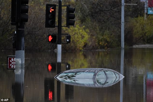 California and Texas received flood warnings on Monday when a car drifted onto a flooded road in San Diego