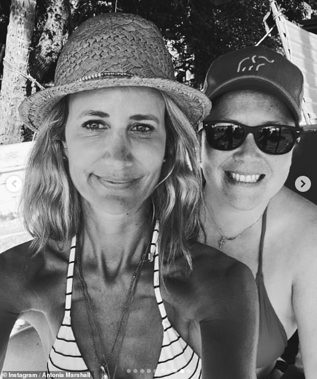 Pictured: Lady Victoria Hervey poses with Sarah Ferguson's assistant Antonia Marshall during their outing in Barbados