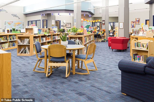 Pictured: The interior of the Eisenhower International School Library, where the alleged incident may have occurred