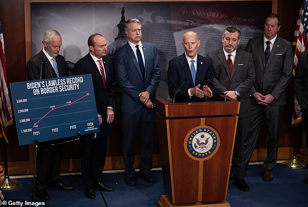 Senator Rick Scott (third from right) hosted Wednesday's border security briefing