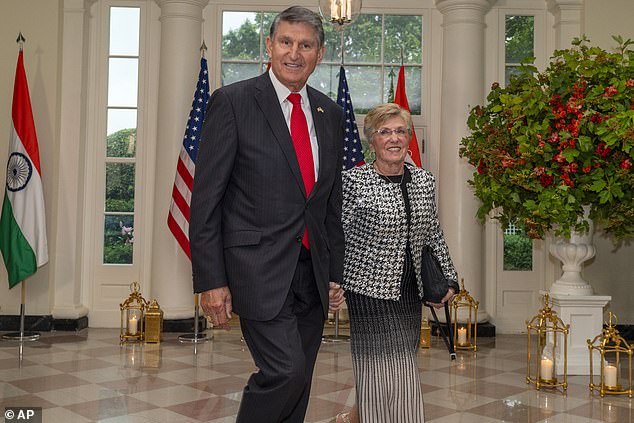 Democratic Sen. Joe Manchin's wife, Gayle, was hospitalized after the car she was in was hit by a suspect fleeing police, police have revealed