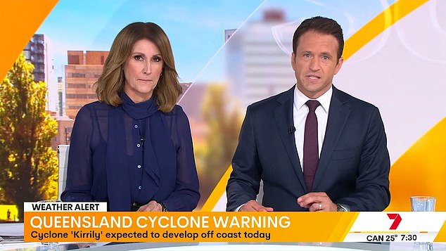 Sunrise returned to regular programming last Monday, with co-host Natalie Barr appearing on the desk alongside Matt Doran, who is replacing Shirvington in his absence