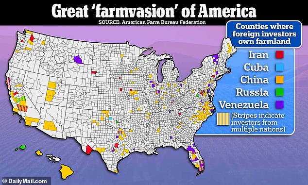 Foreign countries own at least 100 million acres of U.S. farmland, rangelands and forests, which officials said could 