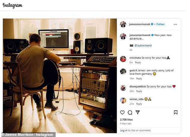 James Morrison had posted a photo on Instagram last Thursday of himself playing guitar in front of a screen, with the caption: 