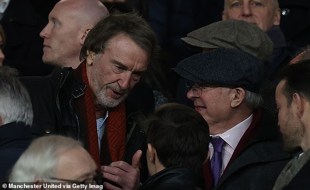 Sir Jim Ratcliffe (L) attended his first match since his £1.3 billion investment was announced as he watched Man United draw 2-2 with Spurs