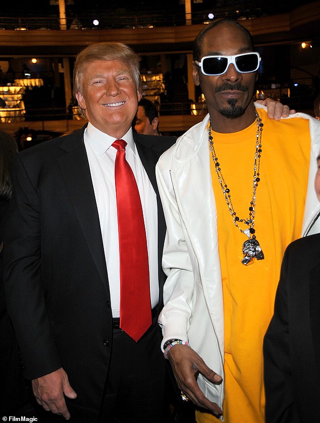 Iconic rapper Drop It Like It's Hot, 52, said the 2024 Republican hopeful has never done him anything wrong and sang his praises in a new interview.  They are pictured in 2011