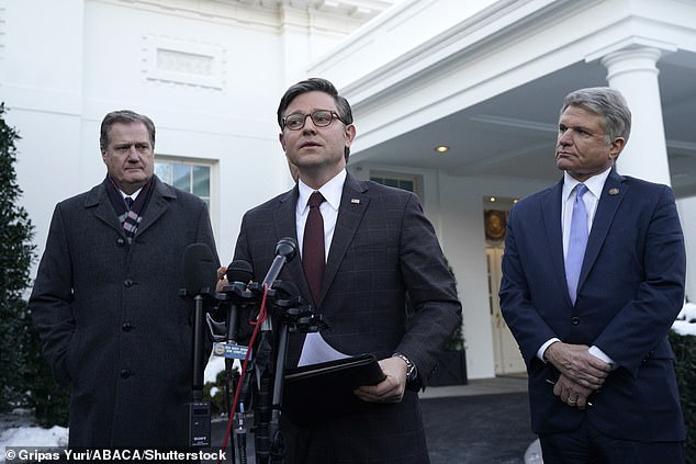 House Speaker Mike Johnson (R-La.) highlighted border issues as he spoke to reporters at the White House