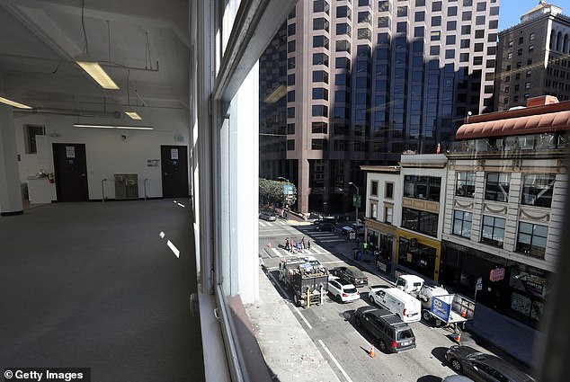 A vacant office building is pictured in the Bay Area, where San Francisco has reached a record high of 27.1 million square feet of vacant space