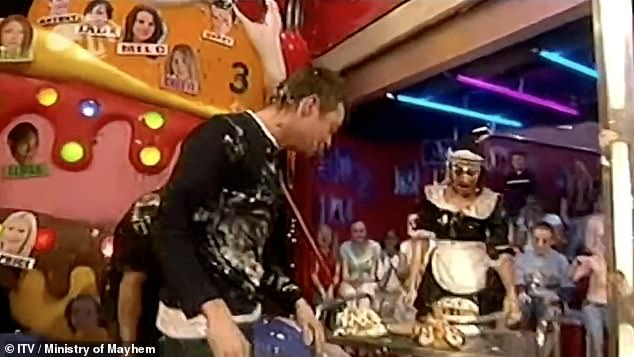 From January 2004 to July 2006, the former This Morning presenter (right) and the Deal or No Deal star (left) hosted children's show Ministry of Mayhem on CITV (pictured on the show in 2005)