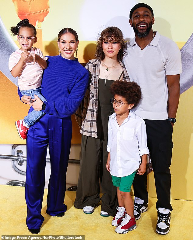 Allison Holker, 35, revealed the special moment she and her eldest daughter Weslie, 15, were able to laugh for the first time since Stephen 'tWitch' Boss' death;  The family is pictured in June 2022, six months before Boss committed suicide