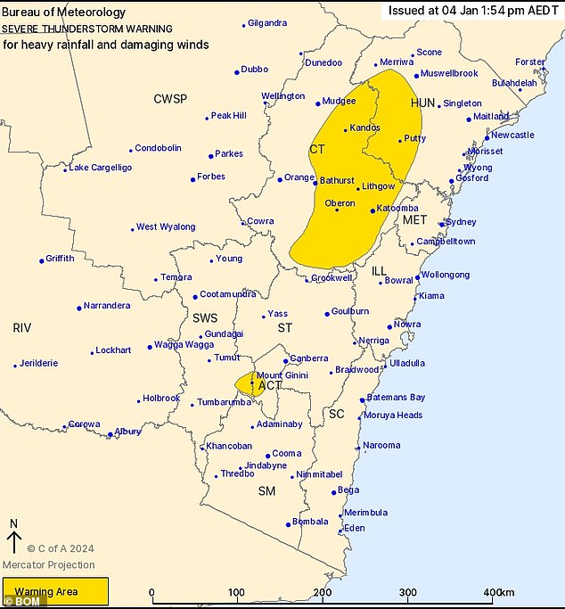 The Bureau of Meteorology has issued a severe weather warning for NSW's Hunter and Central Tablelands as a trough inland is expected to bring heavy rain, thunderstorms, damaging winds and the risk of flash flooding.