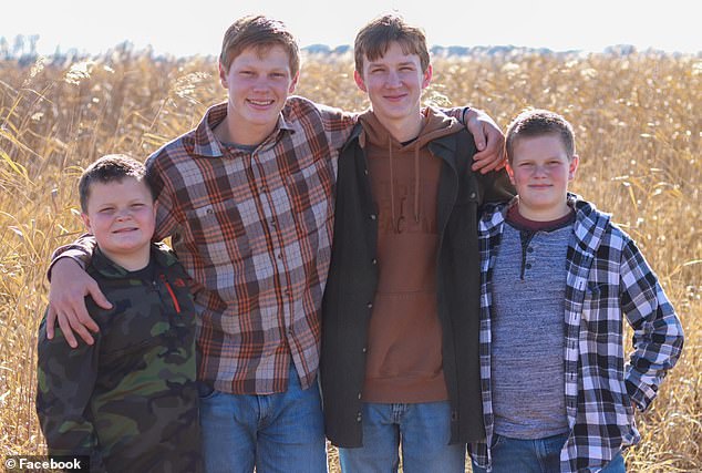 Lara Dahl lost two of her four sons, William and Harrison Dahls (pictured second and fourth from left), after a UTV (utility all-terrain vehicle) driven by her older child collided with a pick-up truck on January 7 in Wilmar, Minnesota. up.  The Dahl brothers pictured from left: Drew, William, Gage and Harrison