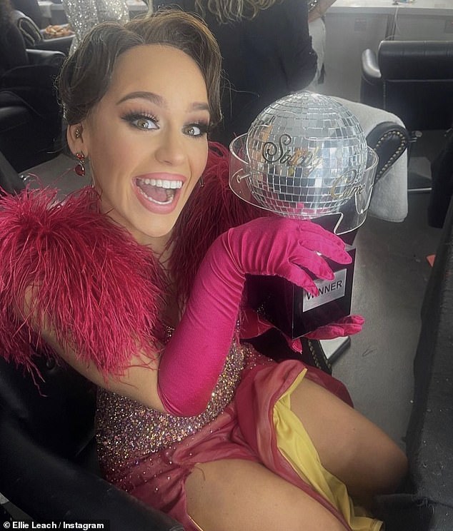 Ellie Leach, 22, has 'cracked her Glitterball Trophy' just weeks after winning the prized possession in the Strictly Come Dancing final