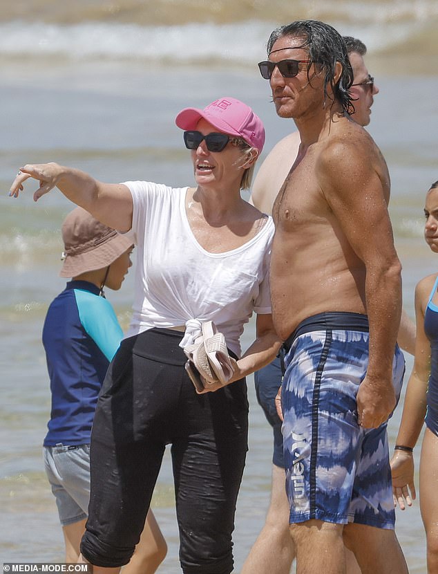 Fifi Box and her 'hot dad' boyfriend Rocky looked in love as they hit the beach in Mornington Peninsula, Victoria last week