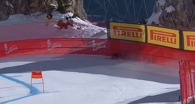 Shiffrin lost control after a jump before crashing into the side netting 20 seconds into her run