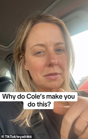 Teya, from Victoria, was surprised when a Coles employee asked her to first scan the heavy items at the self-service checkout