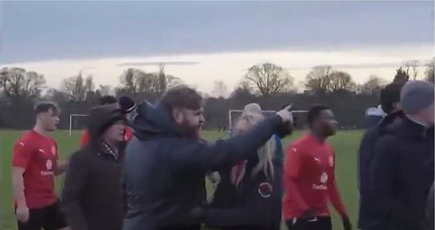 YouTube presenter Stephen Howson (front) was involved in a brawl during a Sunday League match