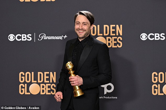 Kieran Culkin marked a career highlight on Sunday when he picked up his first Golden Globe award for his stellar role as Roman Roy in Succession