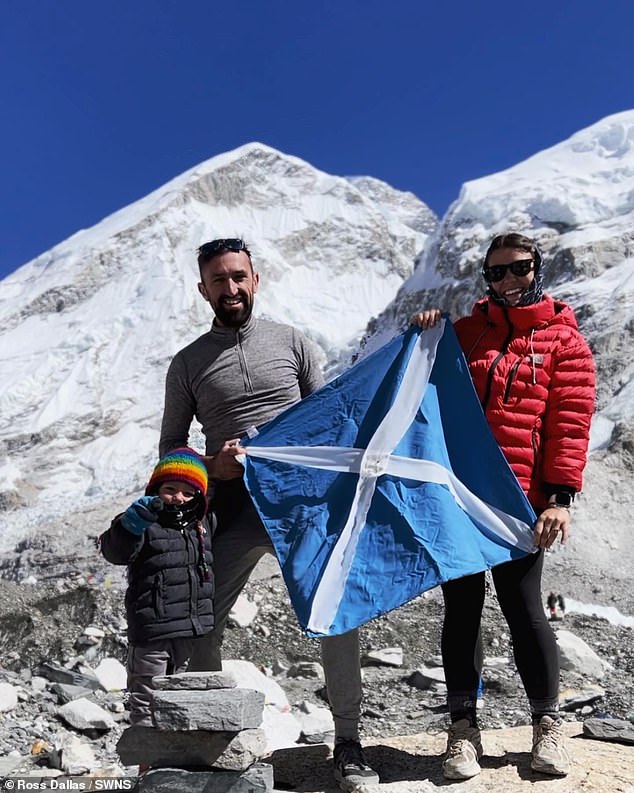 Carter Dallas (photo, left) 'climbed' to the southern site in Nepal - located 5,000 meters above sea level - on October 25