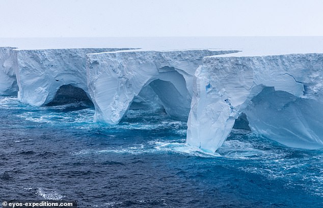 New photos show the world's largest iceberg, A23a, being steadily eroded as it drifts away from Antarctica, complete with arches and caves