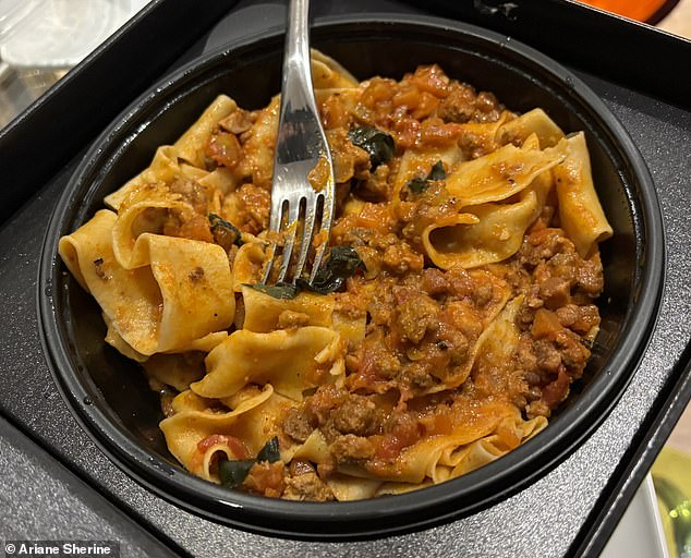 Ariane Sherine tried out Brooklyn Beckham's pop-up restaurant.  Pictured is Wagyu Bolognese slow cooked for 12 hours