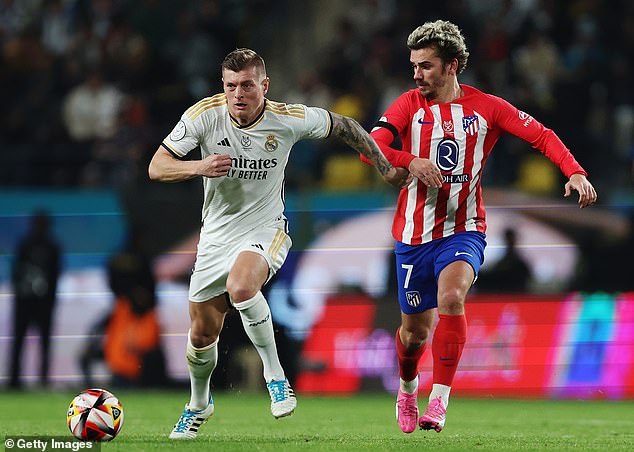 It came after Kroos (left) was booed by Saudi fans during Real Madrid's 5-3 Spanish Super Cup semi-final win over Atletico - after claiming players only play in the country for the money