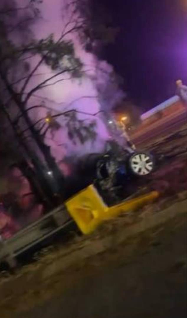 Emergency services were called to an intersection on the Tonkin Highway near the Albany Highway exit in Gosnells, Perth, at around 2.10am on Sunday after receiving reports of a car on fire.