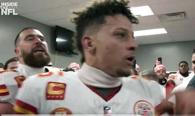 Mahomes and Kelce drew the attention of the locker room to make their comments