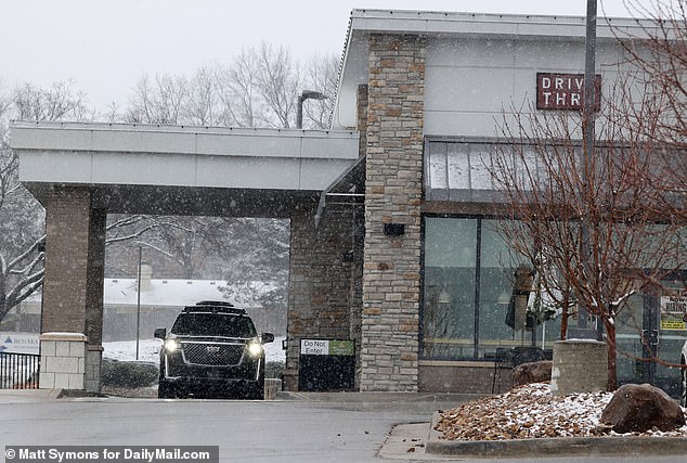 Travis opted to stay in his car and not brave the cold snowy weather outside.  Travis travels with the team to Los Angeles tomorrow for the weekend game against the Chargers.