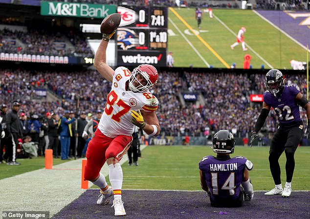 Travis Kelce made history as the Chiefs defeated the Ravens to reach next weekend's Super Bowl