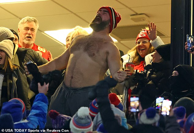 Jason went wild when Travis scored his first touchdown in eight games to give the Chiefs the lead