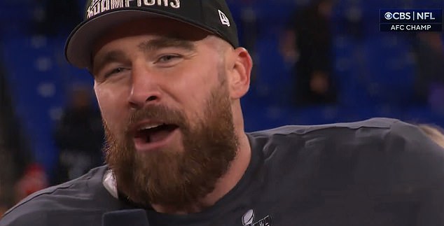 Travis Kelce sang Beastie Boys lyrics during a boisterous post-game speech in Baltimore