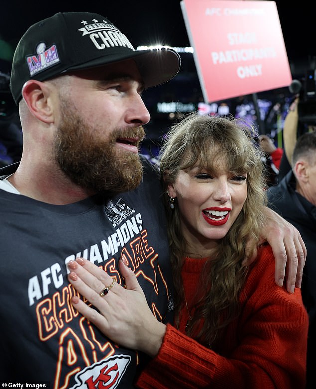 Taylor Swift fans are convinced the singer is about to become Travis Kelce's good luck charm at the Super Bowl, the thirteenth game she has attended;  Saw the duo today