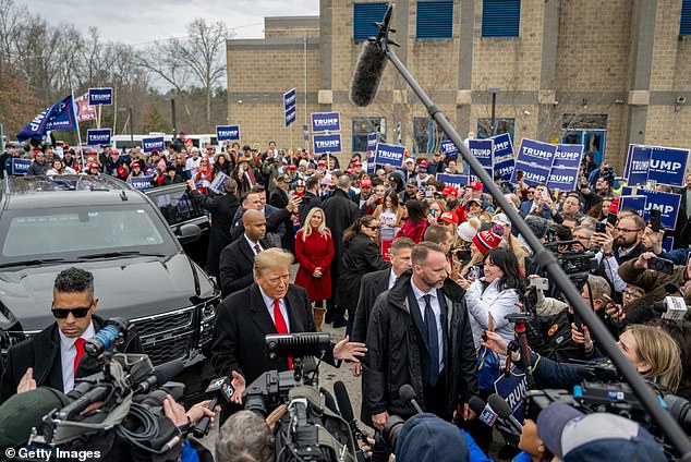 Donald Trump addressed the media during his stop in Londonderry, NH