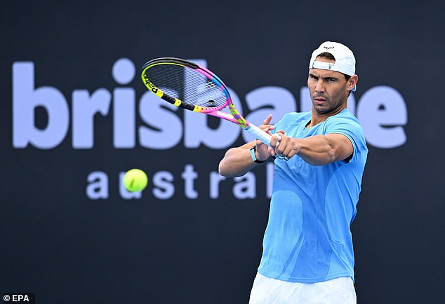 Rafael Nadal (above) was back on court on Thursday for the first time in almost a year