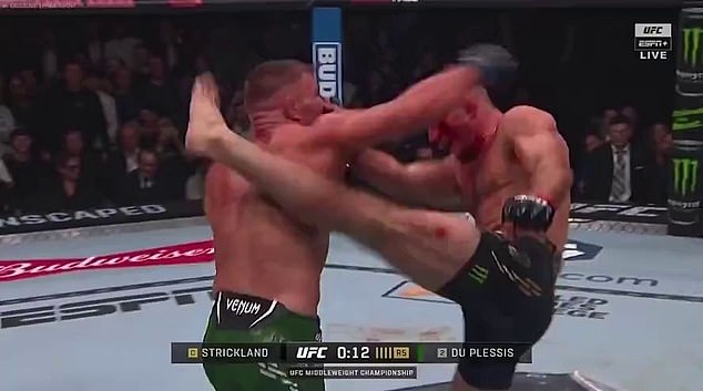 Fans were on their feet as the middleweight title fight ended with both men flailing