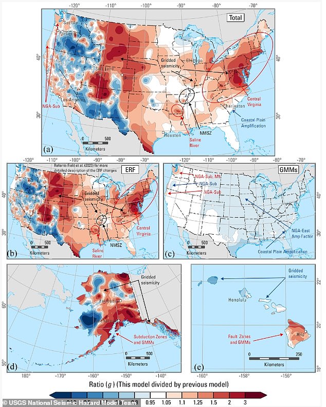 The model showed that 25 states have a moderate to higher chance of earthquakes in the next 100 years