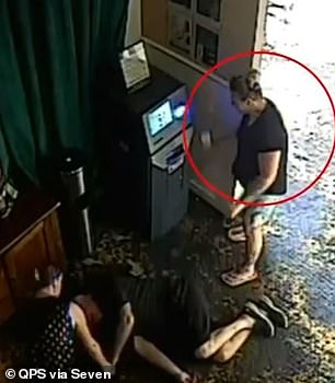 CCTV footage shows the woman getting up and playing with the machine and a card