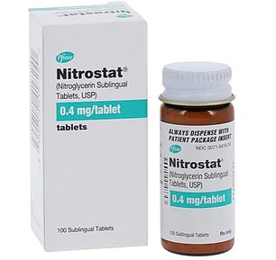 Pictured above is Nitrostat, or nitrates