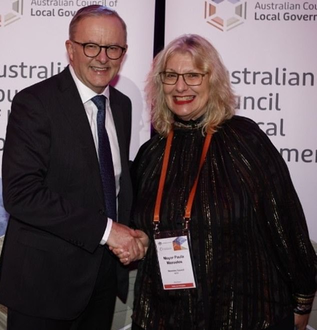 Waverley Council mayor Paula Masselos is pictured with Prime Minister Anthony Albanese