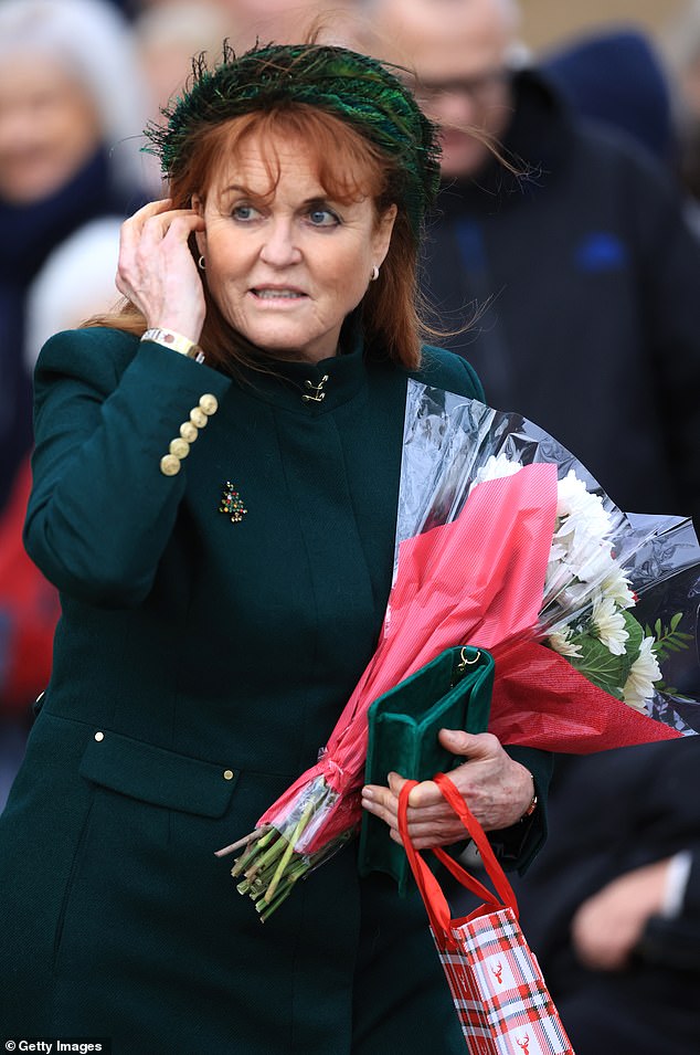 Sarah Ferguson has been diagnosed with malignant melanoma.  Pictured: The Duchess of York at the Christmas morning service at Sandringham Church