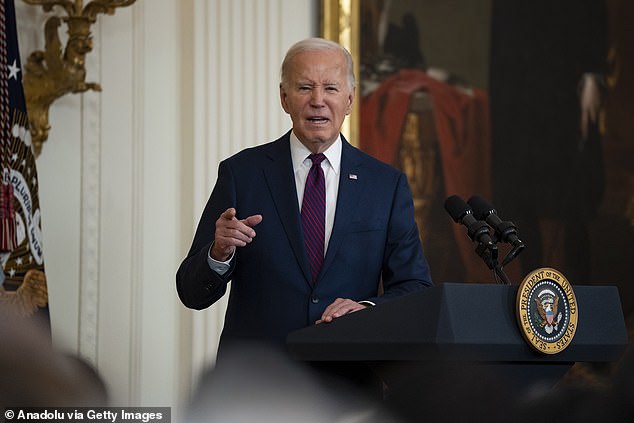 Joe Biden is seen at the White House on Friday discussing immigration.  He admitted that the US-Mexico border was not secure