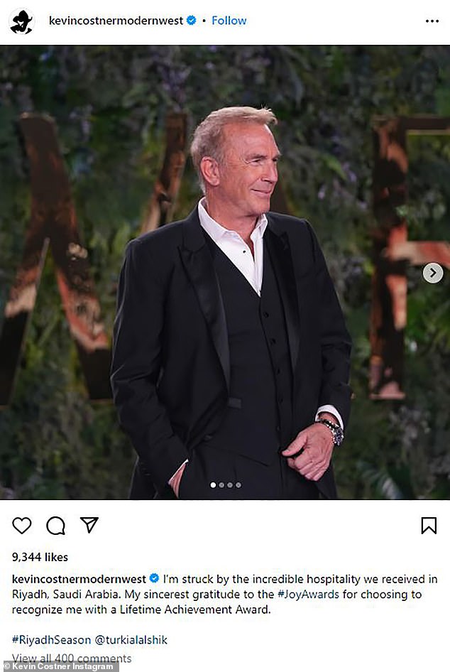 Kevin Costner was honored with a Lifetime Achievement Award in Saudi Arabia this week - after his iconic drama Yellowstone was once again snubbed by the Emmy Awards