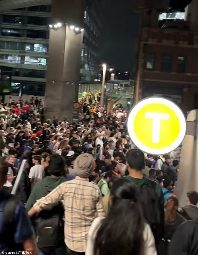 Videos shared on social media showed the crowd coming to a standstill as hundreds of people waited for a train