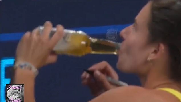 Celebrations don't get much more Australian than Emma Navarro's beer-guzzling effort after her second-round win on Thursday night