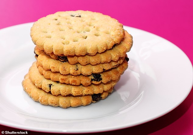 McVitie's Fruit Shortcake is a sweet, crumbly cookie containing raisins and a pinch of sugar
